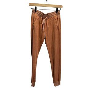 BCBG Max Azria Womens XXS Velour Joggers Burnt Orange Drawstring